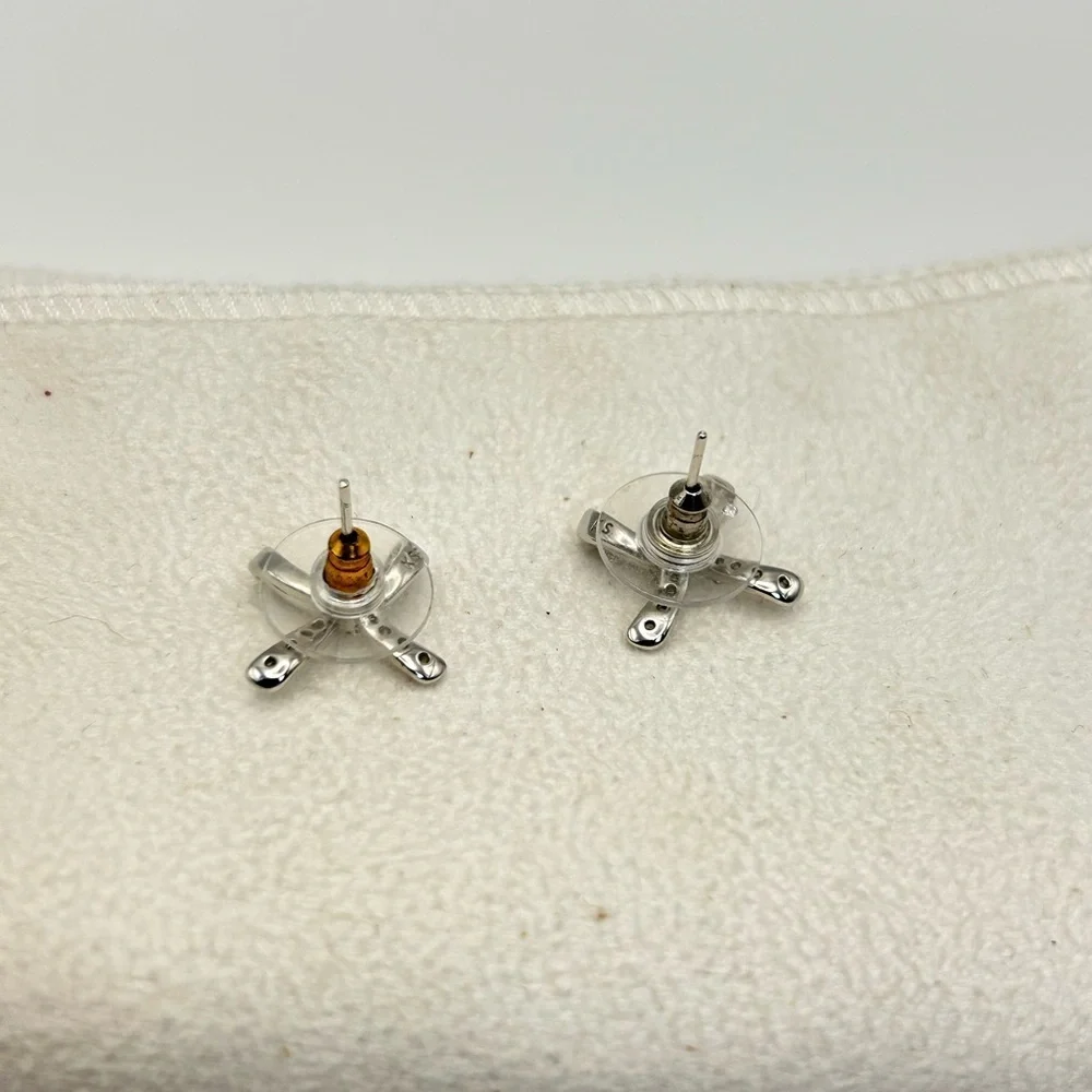 Kendra Scott Sasha Stud Earrings Bow Design Clear Crystals Rhodium Plated